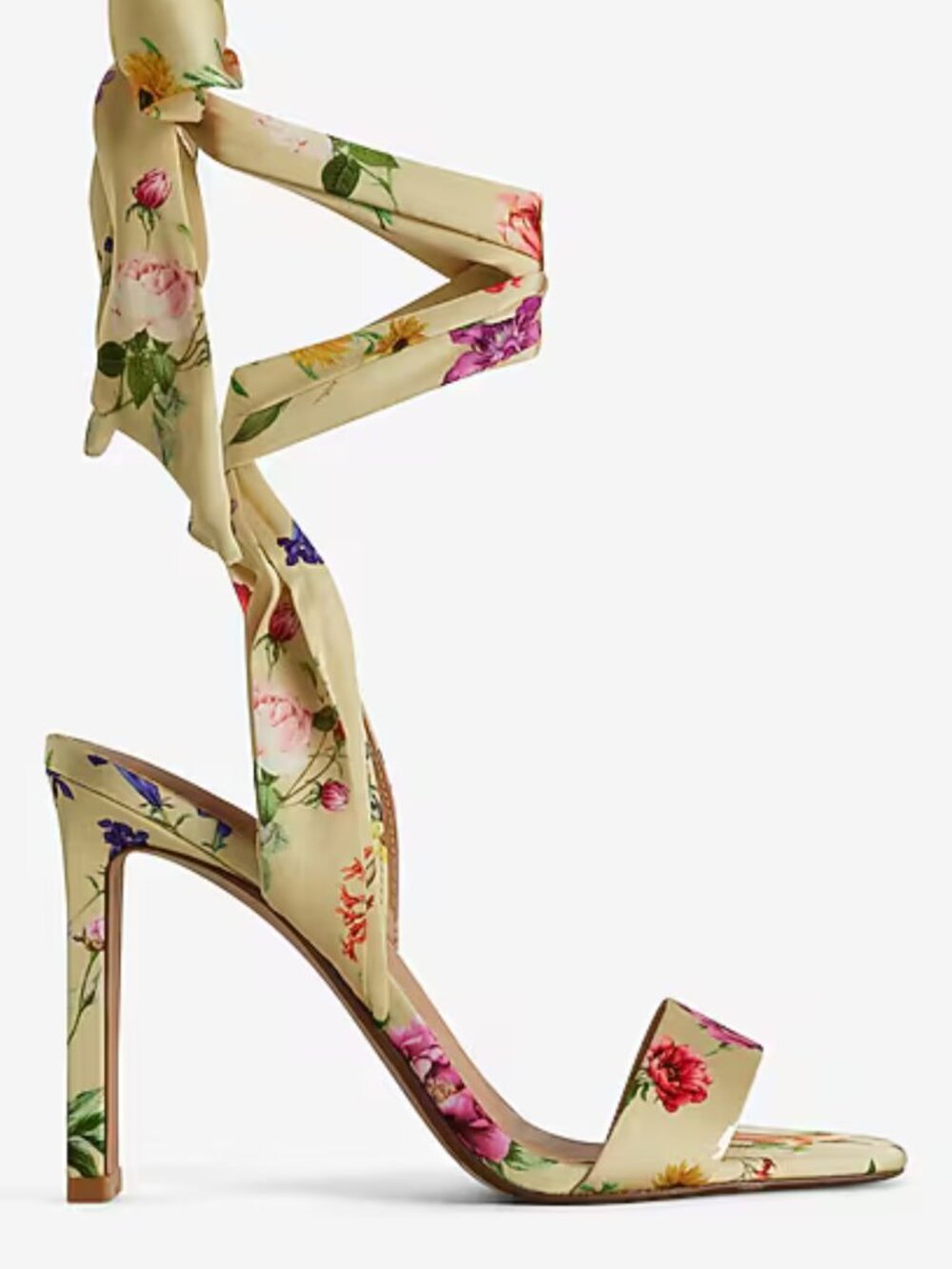 NWT Express Floral Lace-Up Square Toe Heels Size 7